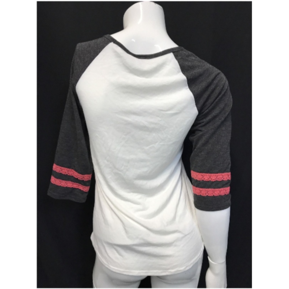 Girls Lily Blue LS Raglan Paris Gray White T Shirt - Picture 3 of 7